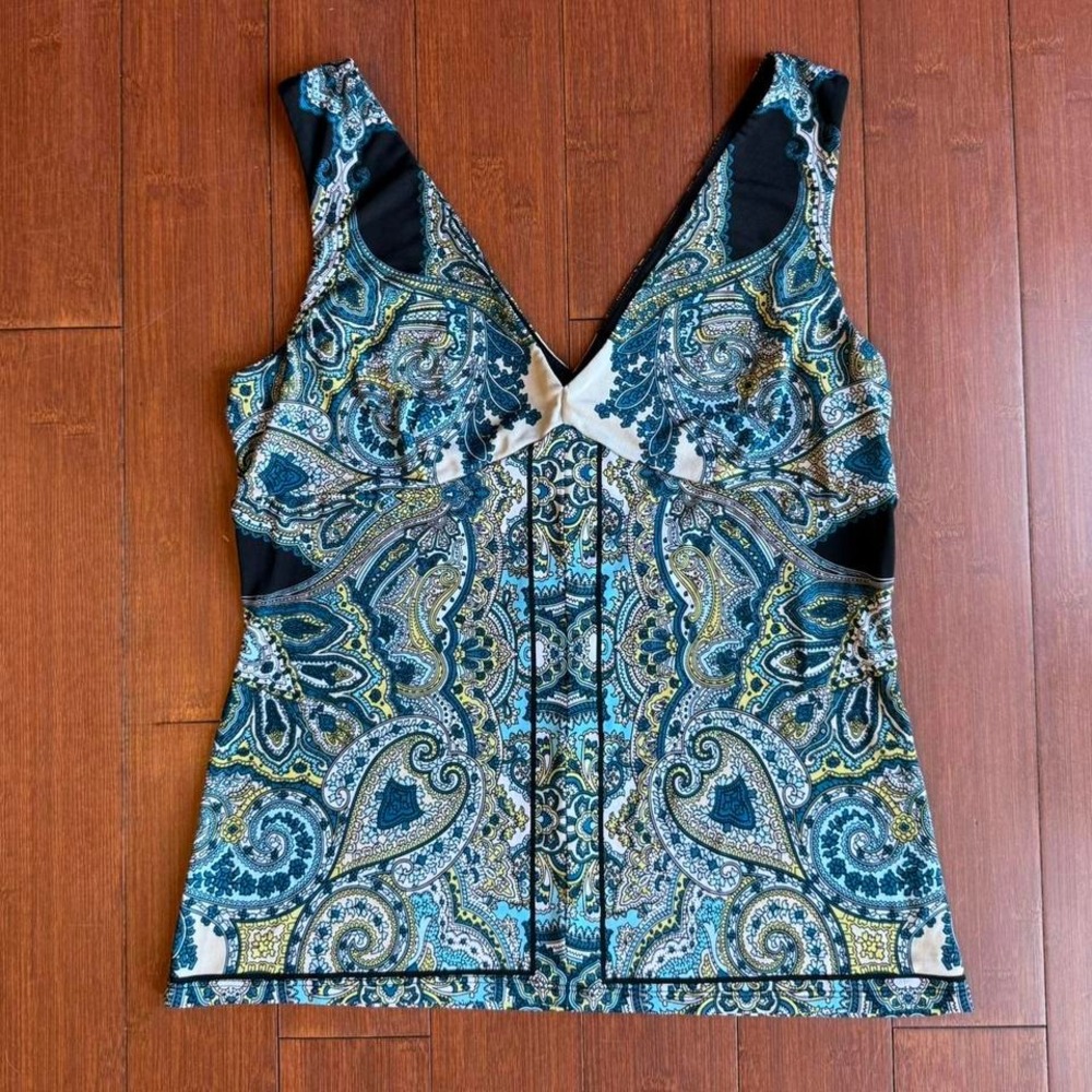 Blue and Yellow‎ Paisley Print Tank